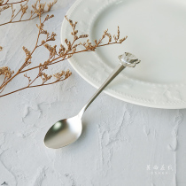 Spot Japanese teacup handle exquisite coffee spoon dessert spoon stainless steel silver-plated small spoon mixing spoon metal