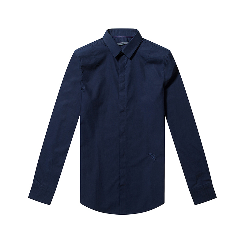 GXG男装 冬季新品修身时尚藏青色衬衣长袖衬衫青年男#64803011产品展示图2