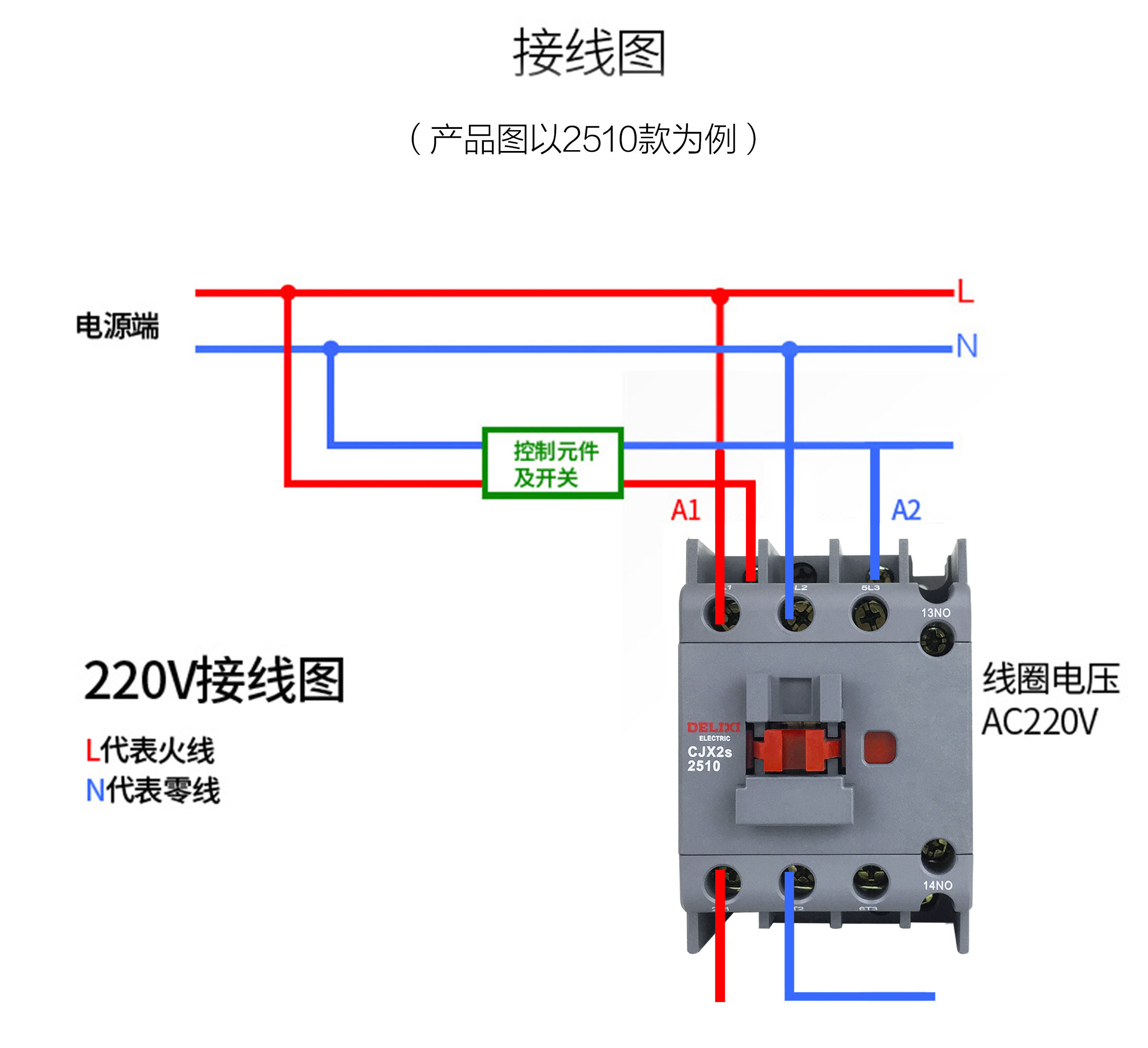 德正品德力西交流接触器25a cjx2s-2510 2501 36v 110v 220v 380v