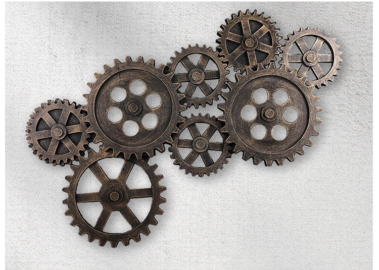 工业风3d酒吧挂件齿轮墙面装饰品复古美发店装饰创意loft墙壁挂件_不
