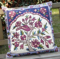 Exotic Indian style pure cotton embroidery thickened sofa car waist cushion with core Chinese pillow pillow pillowcase(45cm)