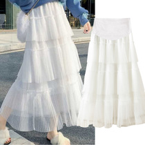 2022 spring new web yarn half body dress Pregnancy Woman dress Totbelly cake dresses Long Tidal Moms Spring Autumn Out Long Skirts