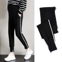 2021 Pregnant pants wear outside the belly pants fashion autumn casual sports pants thin drawstring pants tide mom