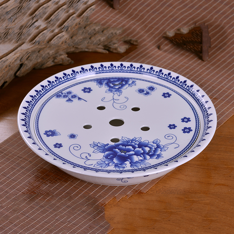 Blue and white porcelain tea set exquisite kung fu tea tea tray of a complete set of jingdezhen ceramics hollow - out tureen household gifts