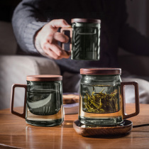 Glass tea cup thermostatic cup cushion suit Japanese style office drinking water glass individual special heating tea water separation mug