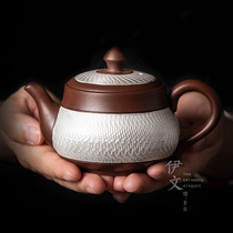Yiwen ceramic gilt silver teapot Kung Fu tea ceramic single pot household purple sand retro simple handmade purple clay