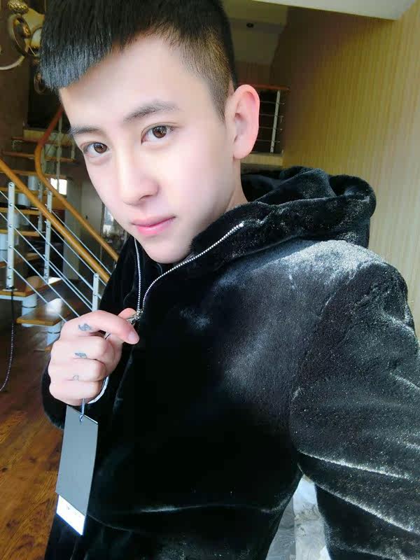 精神社会小伙必备网络红人同款男貂皮绒大衣连帽过冬加厚大衣外套