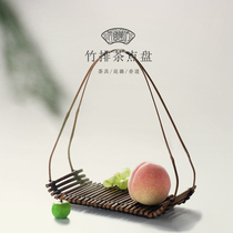 Retro bamboo row tea dish fruit plate Japanese nut fruit living room tray basket new Chinese snack dish