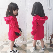 Female baby conjoined clothes male baby ins Wind newborn red cute outside suit