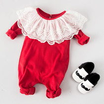 Female baby conjoined clothes Ha clothes 7 full moon 6 newborn 5 baby girl 0 months 1 autumn and winter 2 Winter Clothes 3 outer set 4