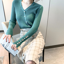 Ron original base shirt womens spring and autumn wild green ice silk knitted top lazy wind 2020 autumn new T