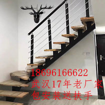 Wuhan factory direct steel and wood staircase steel structure escalator duplex building can be used for glass handrail package installation