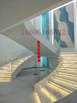 Wuhan factory direct arc steel heavy-duty staircase coil staircase commercial acrylic handrail or glass handrail