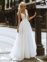 Sanskina fairy clothes new minimalist Jörn Ensemble Holiday Brigade Pat on the Outdoor Beach Outback View Back Light Wedding Gown