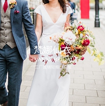 Special Italian satin simple gauze go out gauze lawn wedding light wedding dress outdoor French fresh forest tour