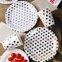 Runlux upscale party disposable paper tray Cupcake Saucer aperitif Birthday Dinner Plate Thickened Party Cutlery