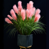 Simulation reed grass dog tail grass water grass dried flowers fake flowers net red pink reed flower living room bedroom floor decoration