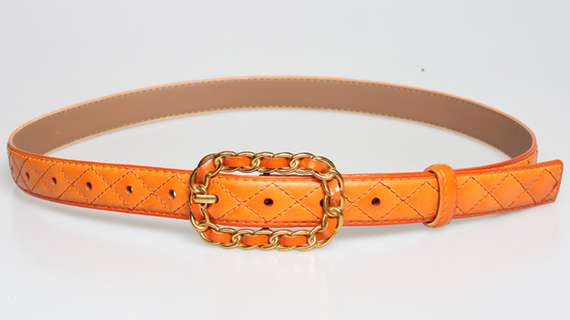 皮带女牛皮格纹时尚黑色装饰ins小香风细女士真皮腰带女编织裤带