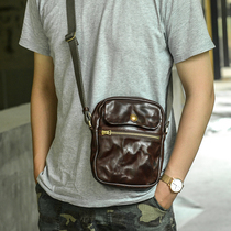 Niu Yes first layer cowhide mens leather oblique cross bag Japanese small backpack mobile phone bag cowhide multi-function shoulder bag