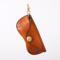 Retro handmade cowhide glasses case trendy men and women Japanese portable sunglasses case leather sunglasses case leather cover