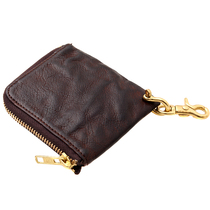Niu Ye original handmade leather coin purse retro trend mens short wallet ultra-thin zipper small wallet card bag