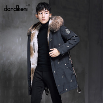 Parker clothing Mens winter New long rabbit fur inner container integrated tooling outdoor youth fur coat coat