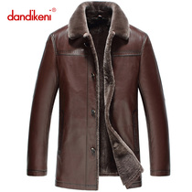 Haining leather leather mens goatskin lapel long leather hair one mens fur coat coat