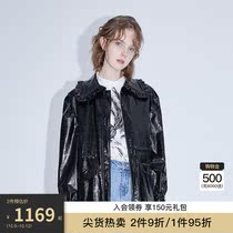 missCOCOON Spring and Autumn 2021 new female locomotive Hong Kong wind loose fashion high-end long leather coat
