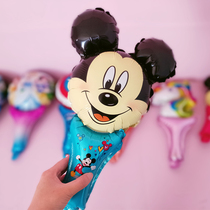 Childrens birthday party Childrens Day cartoon handheld stick aluminum film balloon baby birthday decoration supplies