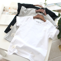 Pure White Ensemble Foundation Boy Short Sleeve T-shirt Pure Cotton Children Dress Bottom Half Sleeve Mini-Shirt CUHK Kid 18 Summer New