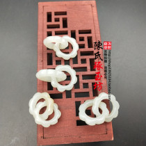 Hetian jade green and white jade double ring bracelet bracelet accessories DIY handmade accessories carved jade ring ring buckle jade pendant