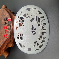 Green and white jade one-product crane Jade Pei Liao gold wire jade pendant hollow antique jade inlaid sweater chain and Tian jade