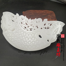 Natural Afghan white jade antique dragon pendant pendant Jade jade double-sided hollow dragon phoenix jade Bi ancient accessories