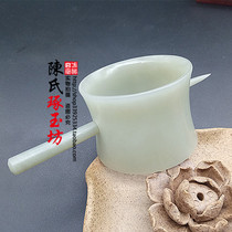 Hetian jade green white jade hair hoop headdress ancient style Han clothing headwear accessories COS shooting accessories COS shooting accessories hairpin hair bundle