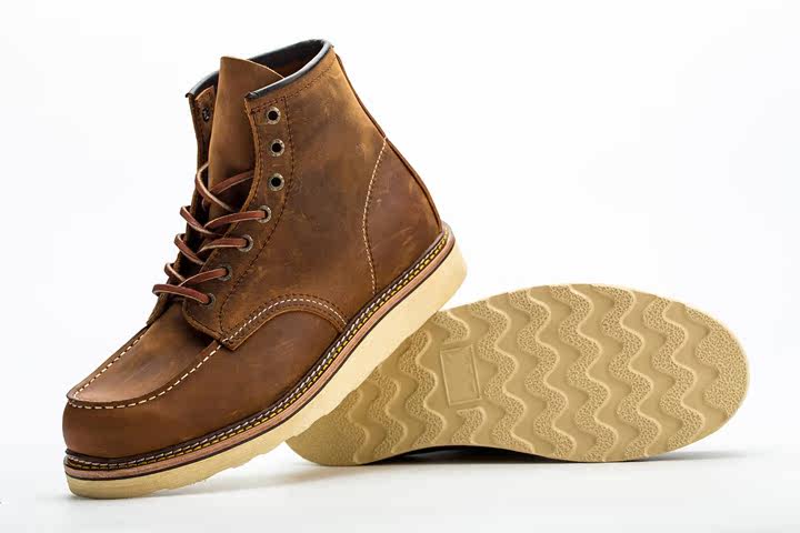 875阿美咔叽手工red1907wing复刻工装鞋复古马丁靴牛皮高帮男靴_7折