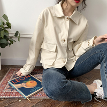 yesroom homemade spring new Korean version of cotton comfortable cuff strap neutral pocket short tooling coat
