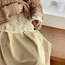 yesroom22 Spring New Korean Vintage Lady Lace Flocking Perspective Skinny Stack Shirt Backing Shirt