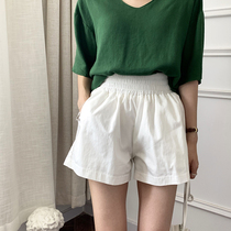 yesroom spring new Korean version of double-layer anti-light loose slimming Joker cotton elastic waist casual shorts