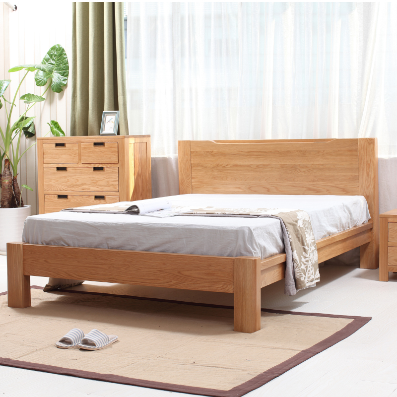 维莎欧式全实木床北欧简约双人婚床1.8米1.5m白橡木床卧室家具产品展示图4
