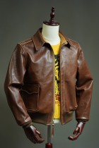Universal re-engraved World War II US A2 flight jacket tea brown vegetable tanned leather leather jacket coat stiff