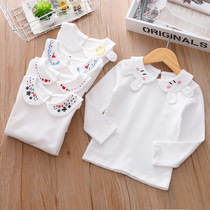 Foreign Trade Original Single Spring Money small children pure cotton embroidered baby turned over bottom shirt baby headliner Shirt Girl clothing