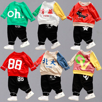 Childrens necropolis suit sports autumn clothing spring autumn baby male and female sweaters Two sets of damp clothes dress foreign air baby
