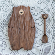 Homemade bear wooden plate combination cartoon Japanese style creative personality ins wooden decorative plate Dinner plate Dog bear flat plate