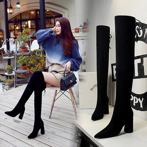 17221-3 in Europe and the fall and winter fashion contracted thick with sexy high-heeled suede tines nightclub show thin