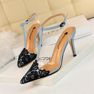 968-1 han edition style banquet transparent barefoot shoes high heel with lace pointed T with sandals, high heels