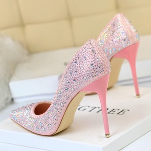 9219-22 han edition shoes fashion party thin and shallow mouth pointed sexy show thin diamond drill high documentary sho