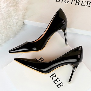 1729-1 han edition delicate show thin transparent crystal high-heeled shoes with high heels paint shallow mouth pointed 