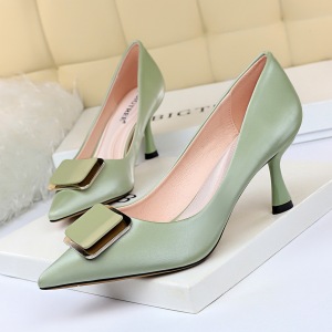 1266-7 in Europe and the wind with glass with high light mouth pointed metal belt buckle professional OL high-heeled sho