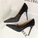 9219-10 European and American wind high shoes with shallow mouth pointed sexy thin nightclub color gradient sequined shoes