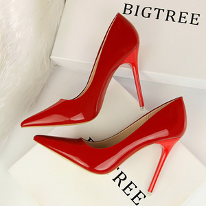 7133 han edition fashion contracted with patent leather high shallow mouth pointed sexy nightclub show thin high heels f